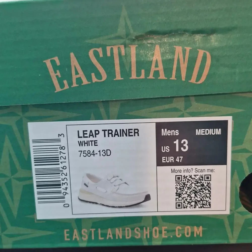 NEW Eastland Leap Trainer moc-toe boat shoes white Leather Men size 13